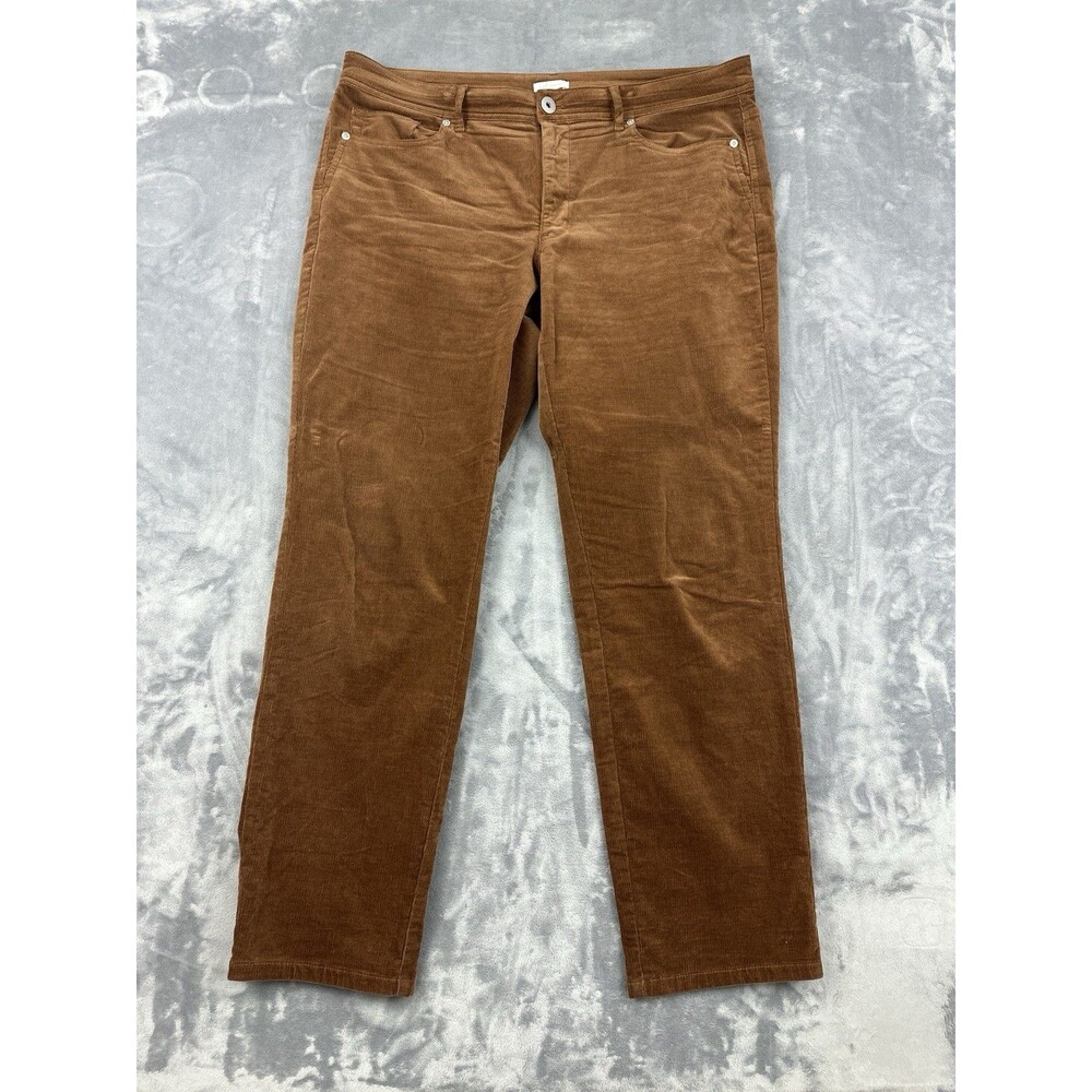 J. Jill Corduroy Pants Womens Size 14 Brown Mid Rise Straight Leg Stretch
